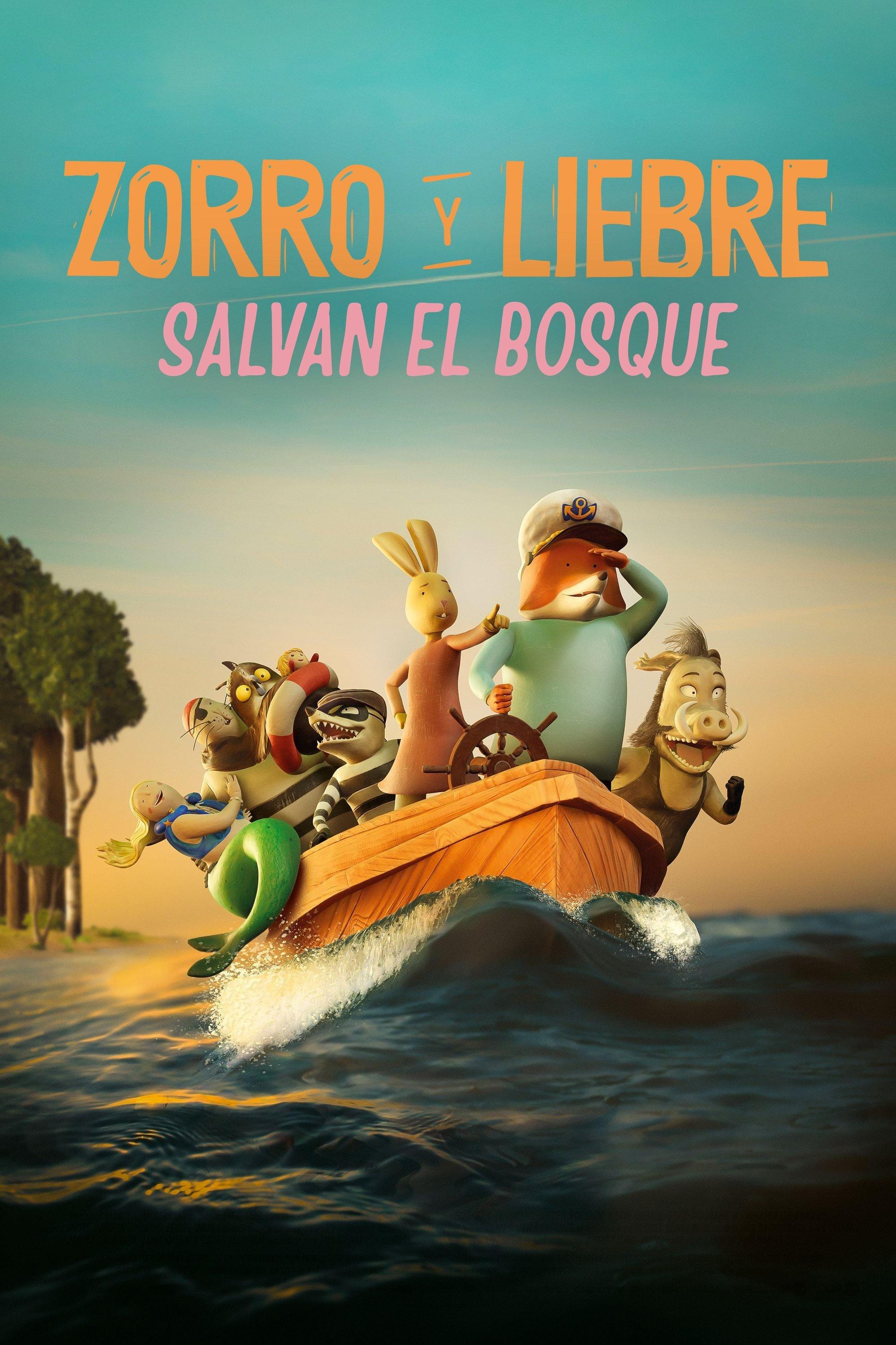 Poster Zorro y Liebre salvan el bosque